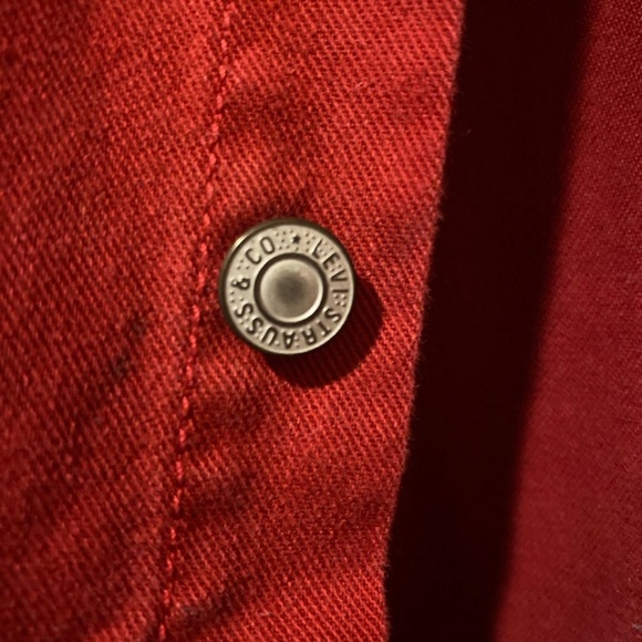 Vintage Levi's Red Tab Shirt Mens Med Red Button Up Long Sleeves Casual 90s Y2K - Picture 4 of 7